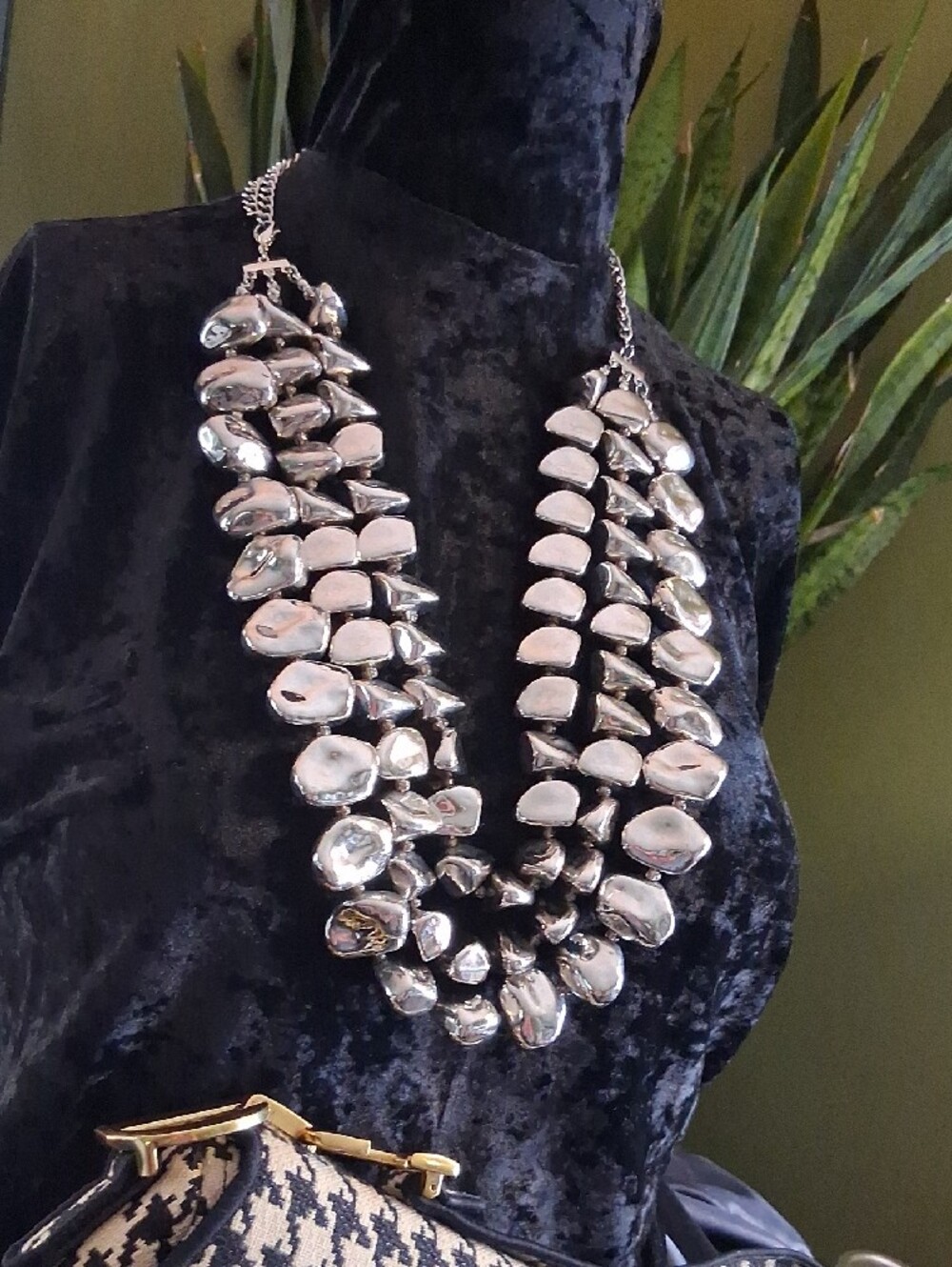 Chunky Royal Silver Multi-Strand Statement Necklace - Picture 10 of 10